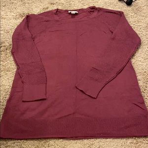 Loft Plum Sweater w/ waffle sleeves